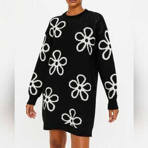 Derek Heart Flower Print Sweater Dress NWT Size M